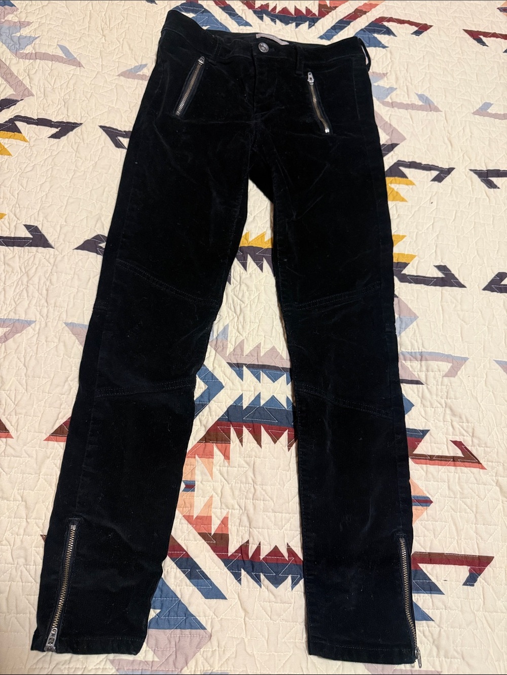 Banana Republic Black Skinny Corduroy Pants with Zip Details